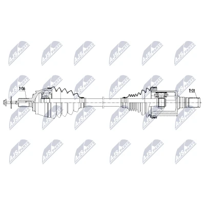 Abbildung von NTY NPW VV 166 Antriebswelle Vorderachse links 561mm Automatikgetriebe