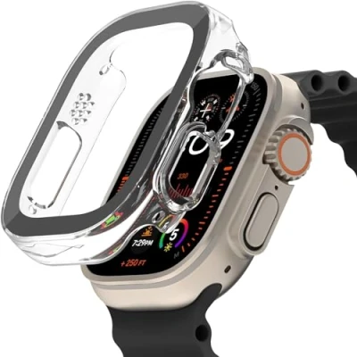 Abbildung von Belkin Screenforce TemperedCurve 2 in 1 Displayschutz für die Apple Watch Ultra, Ultra mit Schutzrand Schutzfolie aus Hartglas, Screen Protector, Zubehör Durchsichtig