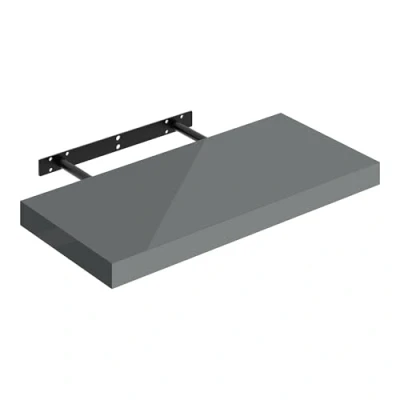 Abbildung von WOLTU Wandregal grau, Regal Wand, Schweberegal, Regalbrett, Wandboard, mit Metallhalterung, unsichtbare Montage, für Küche Badezimmer Wohnzimmer Schlafzimmer, aus MDF, 50x22,9x3,8 cm