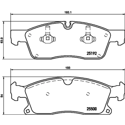 Abbildung von HELLA 8DB 355 019 701 Bremsbelagsatz für Verschleißwarnanzeiger vorbereitet MERCEDES BENZ: ML Klasse, GLE SUV, GL