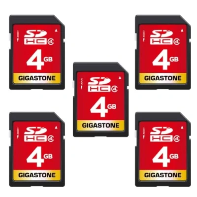Abbildung von Gigastone 4GB SDHC Speicherkarte 5er Pack mit bis zu 80 MB/Sek. für Digitalkameras Canon Sony Nikon Olympus PC