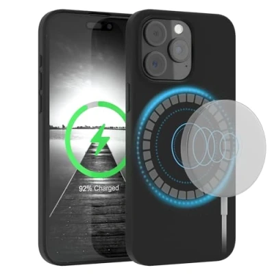 Abbildung von EAZY Case Silikonhülle für iPhone 15 Pro Max Hülle mit MagSafe Silikon Schwarz weich stoßfeste Handyhülle Schutzhülle Kameraschutz Dünn Schutz Cover TPU Bumper in