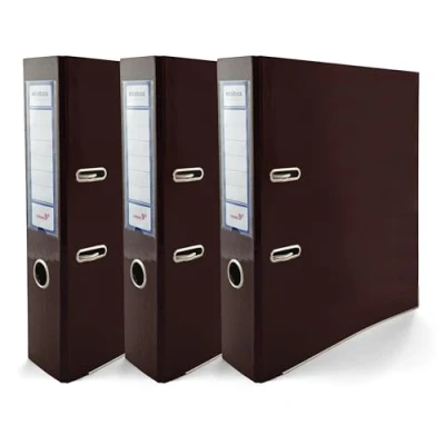 Abbildung von Netuno 3x Akten Ordner Schokobraun glänzend DIN A4 Ekobox Premium Edition 2 Ring Mechanik Ringorder 75 mm Kunststoff breit Büroordner Plastikordner Briefordner Ringmappe farbig