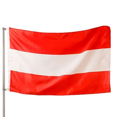 Abbildung von PHENO FLAGS Premium Österreich Flagge 90x150cm wetterbeständige Fahne mit Messingösen, 100% Polyester, robuste Doppelnaht &amp; in lebendigen Farben ideal für Flaggen Liebhaber