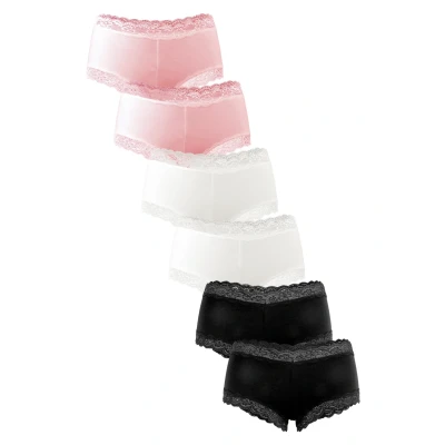 Abbildung von Fabio Farini 6ER PACK Hipster Panties MIT Spitze UND Leichtem Stretchanteil Slip, Damen, Größe: 40, Rosa/weiß/schwarz