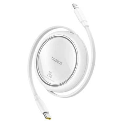 Abbildung von Baseus USB C auf Lightning Kabel, einziehbares 20 W, kompatibel mit iPhone 14/13/13 Pro/13 Pro Max/12/12 Pro/11/XS MAX/8 Plus, iPad Pro, Weiß