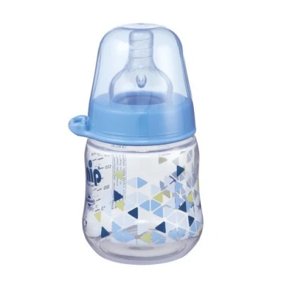 Abbildung von NIP Weithalsflasche mit Anti Kolik Sauger: Baby Trinkflasche ACTIFLEX System, Made in Germany, BPA Frei, Silikon, Einheitsgröße, Saugloch M mittlerer Trinkfluss, 150 ml, Boy