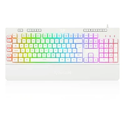Abbildung von REDRAGON K512 Shiva White, RED K512W RGB, mehrfarbige RGB Hintergrundbeleuchtung, Membrantastatur