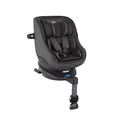 Abbildung von Graco Turn2Me™ i Size R129, 360 drehbarer Reboarder mit ISOFIX, Autositz für Kinder von 0 4 Jahre (40 105 cm), 5 Punkt Gurt und Liegeposition, schwarz/grau, Heather