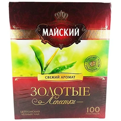 Abbildung von Maiski Chai Zolotye Lepestki schwarzer Ceylon Tee 3er Pack (3 x 100 Teebeutel)