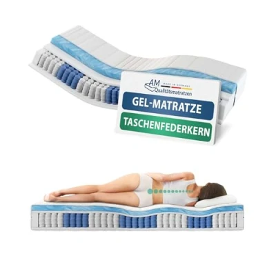 Abbildung von Taschenfederkernmatratze 7 Zonen Federkernmatratze mit Gelschaum, Gelschaum Matratze, Memory, AM Qualitätsmatratzen, 24 cm hoch, 90x200