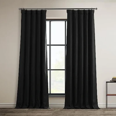 Abbildung von HPD Half Price Drapes Verdunkelungsvorhänge aus Leinenimitat, 244 cm lang, luxuriöse Leinenvorhänge für Schlafzimmer und Wohnzimmer (1 Paneel), 127 x cm, Essential Black