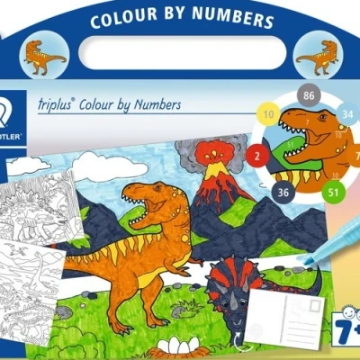 Abbildung von triplus mixed set colour by numbers Dinosaur