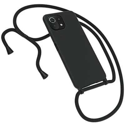 Abbildung von EAZY CASE Premium Silikon Handykette kompatibel mit Xiaomi Mi 11 Lite/Mi Lite 5G / NE Handyhülle Umhängeband, Handykordel Schutzhülle, Silikonhülle, Hülle Band, Schwarz