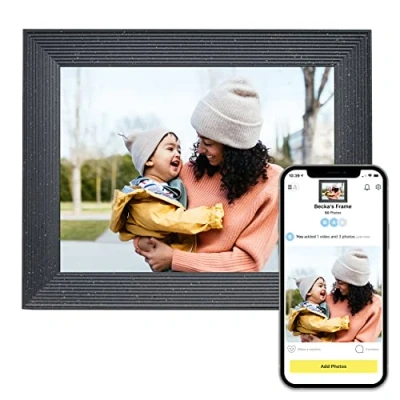 Abbildung von Aura Mason Luxe Intelligenter Digitaler Bilderrahmen 9.0 Zoll HD WLAN Cloud Fotorahmen, Kostenloser unbegrenzter Speicherplatz, Fotos von überall aus senden Pebble