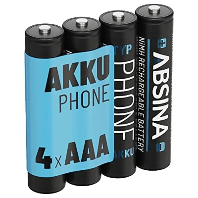 Abbildung von ABSINA Akku AAA für Telefon 800 mAh 4x NiMH Telefonakkus Akkus Batterien (1.2 V)