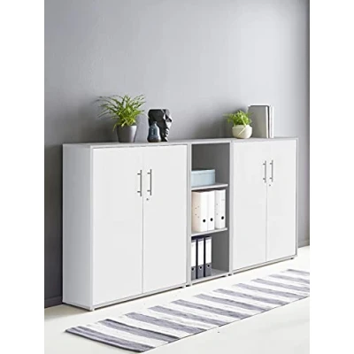 Abbildung von Schrankwand TABOR 8 Büroregal Aktenschrank Büroschrank abschließbar in diversen Farbvarianten (lichtgrau/weiß matt)