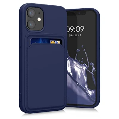 Abbildung von kwmobile Handyhülle kompatibel mit Apple iPhone 12 Mini Hülle Handy Cover Fach für Karten in Dunkelblau