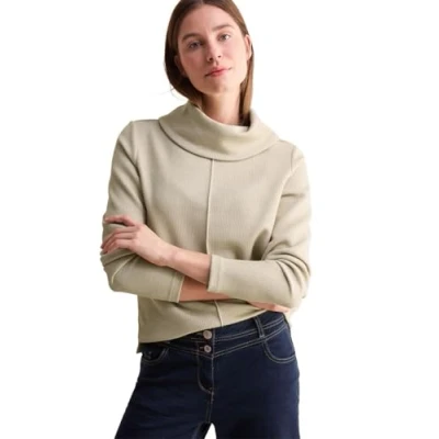 Abbildung von Cecil Cropped Langarmshirt, Damen, Größe: Medium, Beige