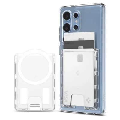 Abbildung von Spigen Ultra Hybrid MagFit magnetischer Kartenhalter 3 Karten Kompatibel mit Hülle Entwickelt für Samsung Galaxy S25/S25+/S25 Modelle Kristallklar