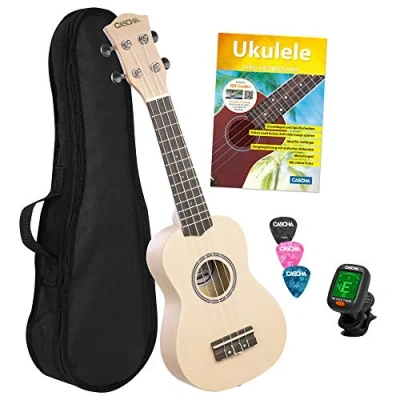Abbildung von Cascha Ukulele Sopran Bundle weiß, Bundle, mit Tasche und 3 Plektren