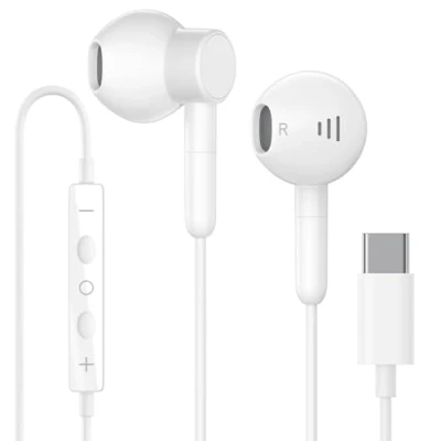 Abbildung von USB C Kopfhörer für iPhone 15/16 Pro, Typ In Ear mit Kabel, HiFi Stereo Ohrhörer Mikrofon und Lautstärkeregler i Pad Pro/Air/Mini, Samsung Galaxy S24 Plus Ultra/S23 Ultra/S22 Weiß