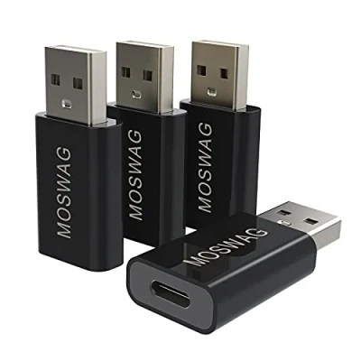 Abbildung von MOSWAG 4 Packs USB C auf Adapter Stecker Buchse Kompatibel mit Mag Safe Ladegerät,i Mac,Mac Book Pro,Mac Book,Laptops,PC,Computer und mehr