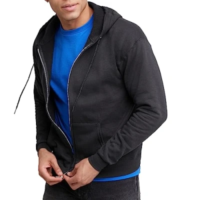 Abbildung von Hanes Herren Eco smart kapuzenpullover mit Durchgehendem Reißverschluss athletic sweatshirts, Schwarz, M EU