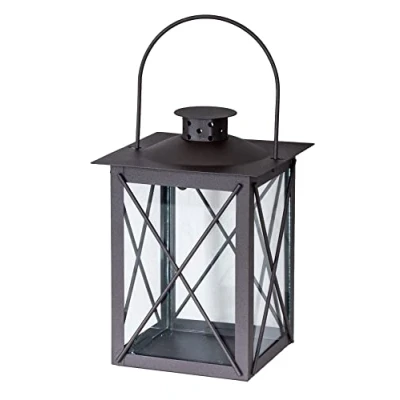 Abbildung von Levandeo® Kerzenlaterne, Laterne H20cm Braun Metall Kerzenhalter Gartenlaterne Teelichthalter
