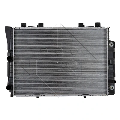 Abbildung von NRF 55332 Kühler, Motorkühlung Aluminium 668 465 34 mit Anbauteilen Kühlrippen gelötet MERCEDES BENZ: W124 Limousine, S Klasse Limousine