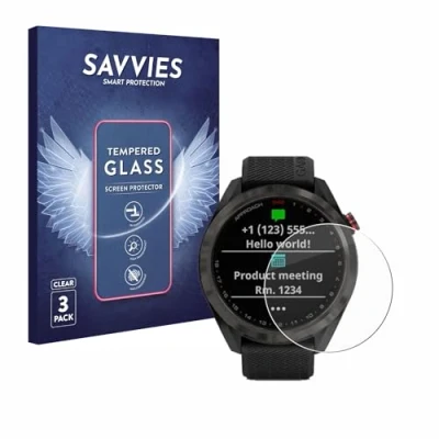 Abbildung von Savvies Panzer Schutz Glas für Garmin Approach S42 (3 Stück) 9H Hartglas, Anti Fingerprint, Displayschutz