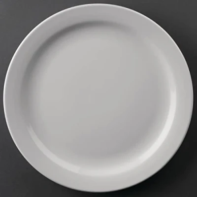Abbildung von Olympia Athena kleine Speiseteller Set mit schmalem Rand, 22,6 cm (12 Stück), weiß, superverglastes Porzellan, mikrowellengeeignet, BS4034 zertifiziert für den Hotelgebrauch, CF363