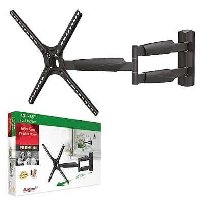 Abbildung von Barkan BM343XL Lange TV Wandhalterung, 13 65 Zoll Schwenkbar / Neigbar Vollbewegung flach &amp; Curved Fernseher Halterung, hält bis 36.2Kg, extra Langer Auszug, für LED OLED LCD, Max. VESA 400x400
