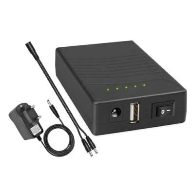 Abbildung von TalentCell Powerbank, externer Akku, Lithium Ionen wiederaufladbar, 36 W, 12,V/3.000 mAh, Doppelausgang à 12 V/5 V, mit Ladegerät, für LED Leuchtstreifen, CCTV Kameras, etc, Schwarz