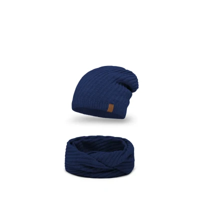 Abbildung von Vivisence 7017 Beanie AND Scarf SET Schlauchschal, Damen, Größe: One Size, Dark blue