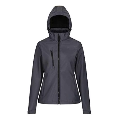 Abbildung von Regatta Professional Damen Women&#039;s Venturer 3 Layer Printable Hooded Softshell Jacket Jacke, Seal Grey (schwarz), 38