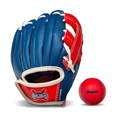 Abbildung von Franklin Sports Unisex Erwachsene 8.5&quot; Glove: Right Handed Thrower Air Tech Adapt Series Teeball Handschuh, 21,6 cm, für Rechtshänder, Marineblau/rot, Einheitsgröße