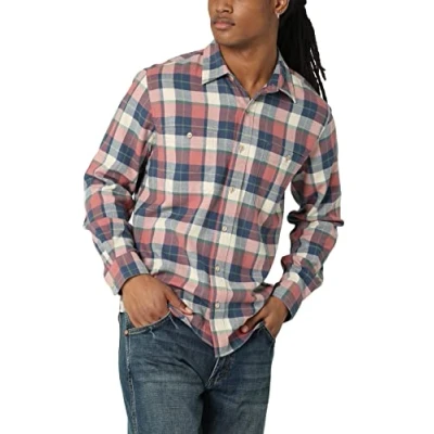 Abbildung von Wrangler Authentics Herren Cloud Flanellhemd Hemd mit Button Down Kragen, Verdorbene Rose, Klein