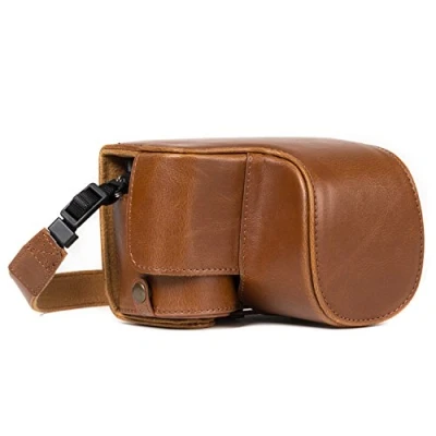 Abbildung von MegaGear Sony Alpha A6500 (16 50 mm) Ever Ready Leder Kamera Case mit Trageriemen und Batteriezugang Hellbraun MG1232