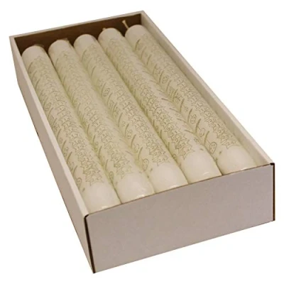 Abbildung von Ebersbacher Kerzenfabrik GmbH Adventskalenderkerzen Sterne weiß mit goldenem Druck 10 Stück ca. (ØxH) 22 x 250 mm