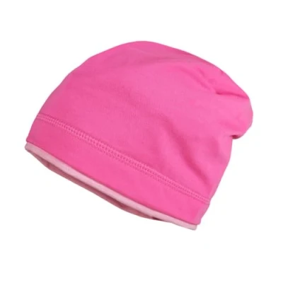 Abbildung von maximo GOTS Kids Beanie Middle, Kontrastrand, einfarbig, UV 50 Made in Germany Baumwolljersey