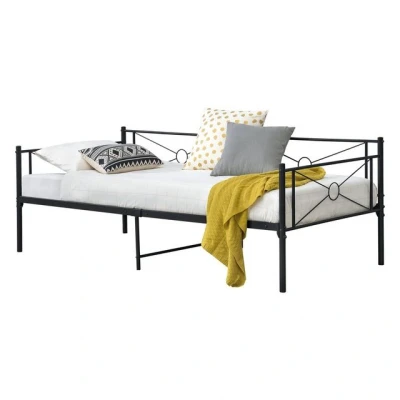 Abbildung von en.casa Metallbett, »Alvesta« Einzelbett 90x200cm aus Stahlrahmen Schwarz
