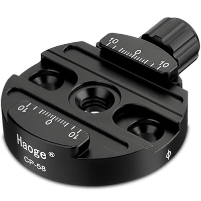 Abbildung von Haoge CP 58 mm Schraubknopf, Schnellspannklemme, Adapterhalterung für Schnellspanner, QR Platte, Kamerastativ, Kugelkopf, Einbeinstativ, passend Arca Swiss