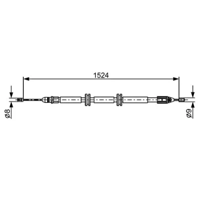 Abbildung von BOSCH 1 987 482 888 Handbremsseil 1524, 1238 RENAULT: Kangoo I, I Rapid