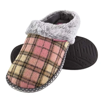 Abbildung von Dunlop Damen niedlich kuschelig Plüsch Memory Foam gestrickt Hausschuhe mit offenen Rücken Mules