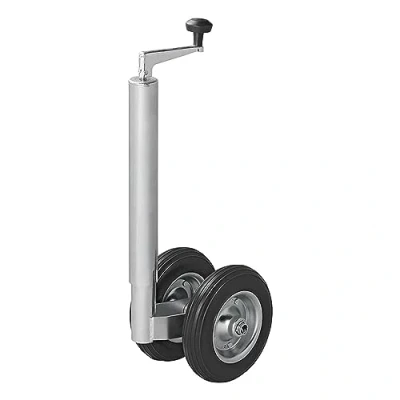 Abbildung von Anhänger Stützrad Zwillingsstützrad 48mm mit massiven PU Reifen 200x50mm Bugrad für Wohnwagen
