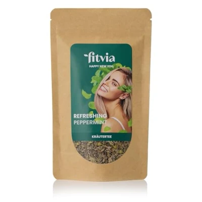 Abbildung von fitvia Kräutertee &quot;Refreshing Peppermint&quot;: loser Tee, Pfefferminztee, echte Minzblätter, ohne Zuckerzusatz, 100g