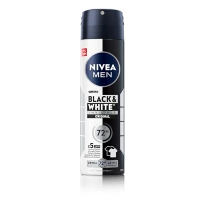 Abbildung von NIVEA MEN Black &amp; White Invisible Deo Spray, Deodorant mit Anti Flecken Formel, zuverlässiger 72h Transpirant Schutz und Active Protection (150 ml)