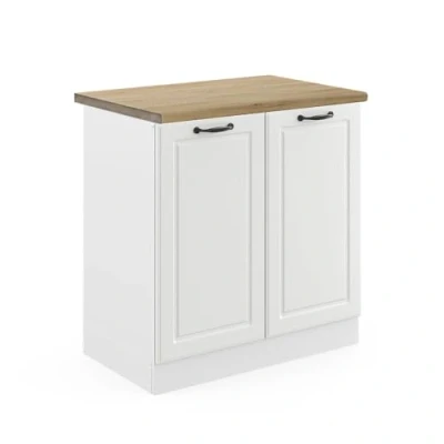 Abbildung von Vicco Spülenunterschrank R Line, Weiß Landhaus/Weiß, 80 cm, AP Eiche
