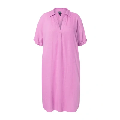 Abbildung von Ulla Popken Short Sleeve Vneck Freizeitkleid, Damen, Größe: 46/48, Cool pink